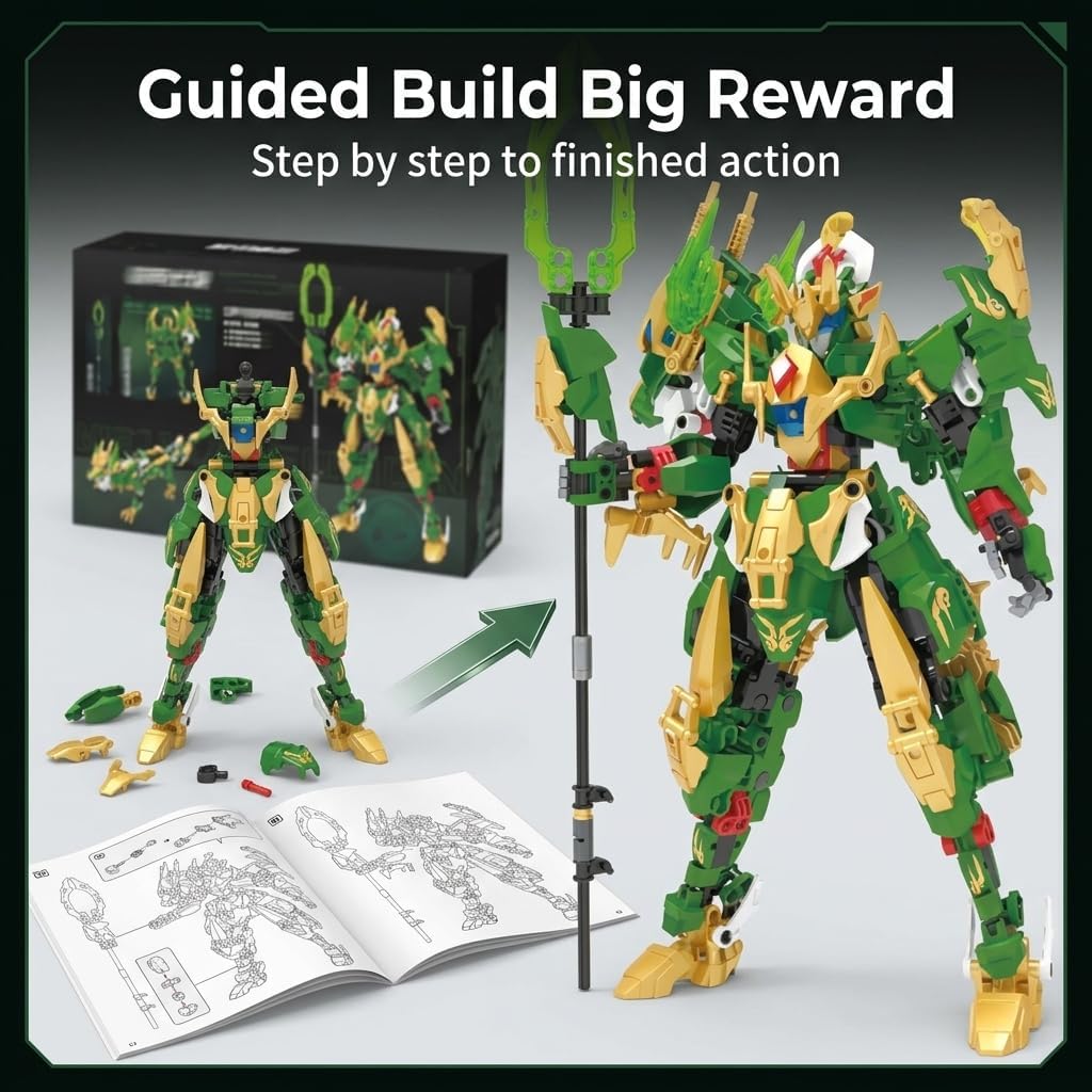 2-in-1 Transforming Robot Building Set – 504 PCS Mech Dragon Toy with Movable Joints, STEM Action Figures Kit, Birthday Gift for Ages 8+ Boys and Girls