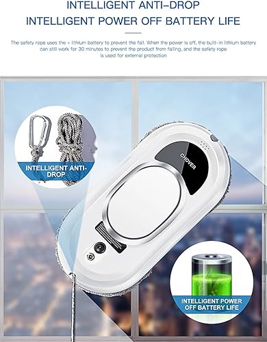 Miniatura 7 de CHOVERY - Aspirador de ventana, robot de limpieza al vacío con 5600 Pca, batería inteligente anticaída y apagado con control remoto para ventanas,