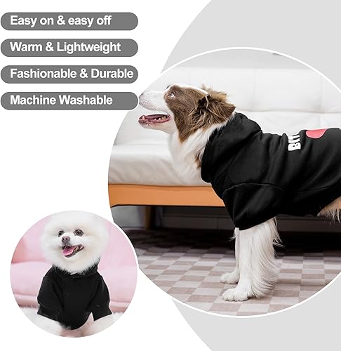 Miniatura 5 de EXPAWLORER Sudadera con capucha para perro, suave y cálida con agujero para correa, ropa de forro polar para invierno y otoño, con estampado de