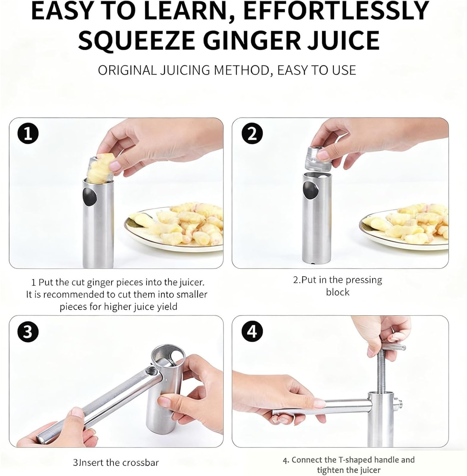 Ingwer-Knoblauchpresse aus Edelstahl, Handkurbel-Entsafter | Manuelle Maschine und Entsafter-Werkzeug, leicht zu reinigen, leicht zu drücken, for Knoblauch, Ingwer, Zitrone, Granatapfel