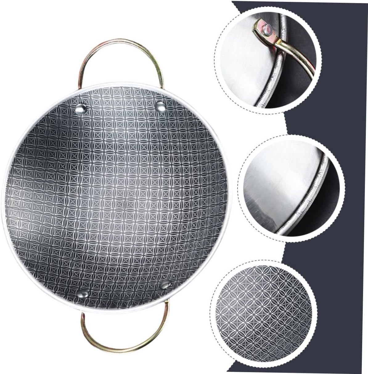 Stainless Steel Griddle Steel Paella Pan Double Handle Easy Clean Kitchen Cooking Pan