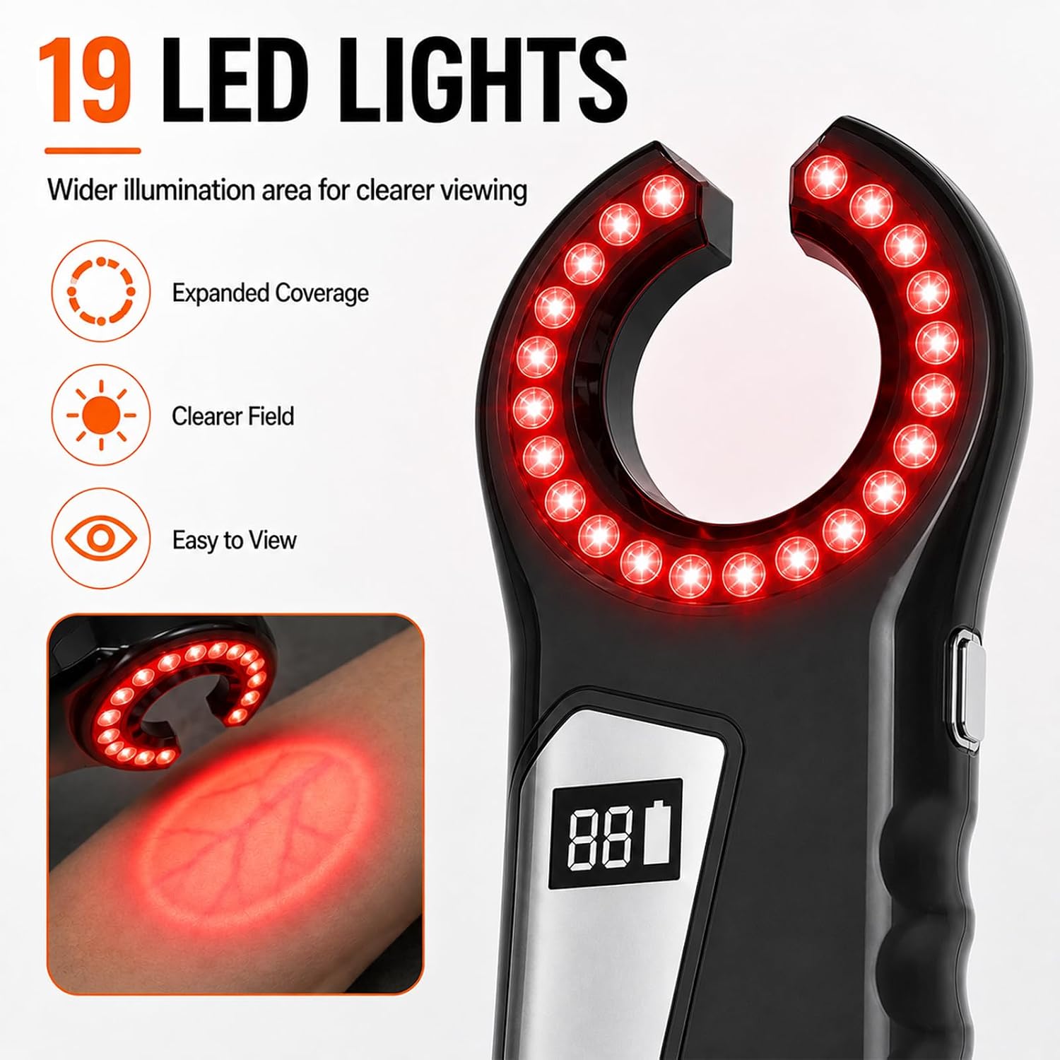 Rechargeable Vein Finder –Vein Finder for iv Access, Clinics & Home,Black