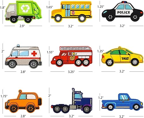 Miniatura 4 de Juego de 9 parches para planchar o coser, parches bordados, parches de vehículo para sombreros, camisetas, chaquetas, bolsas, jeans