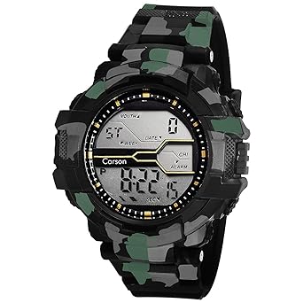 Emartos Army Sports Digital Mens & Boys Watch (Grey Dial Green Colored Strap)