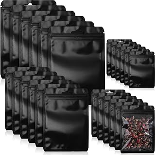 Zonon 120Pcs Sealable Bag, 3" X 4", 4" X 6", 5" X 8", 6" X 9", Black | Small Business Resealable Bag with Zip, Cute Packaging Pouch for Sample Treat Cookie Food Storage Christmas Party Favor Gift