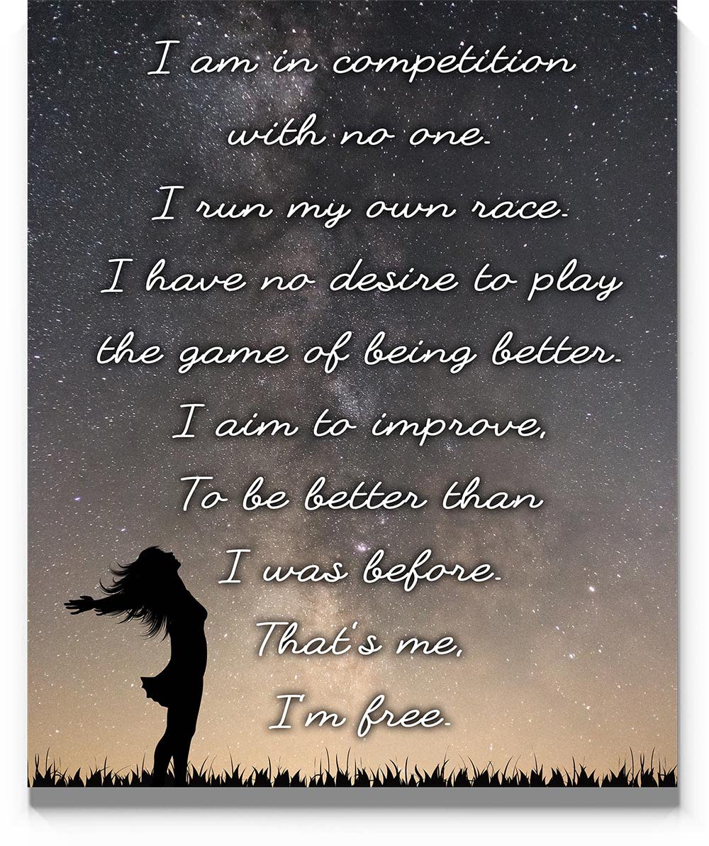 I Am In Competition With No One Positive Daily Affirmation Poster 11"x14" Morning Motivation Wall Art Print for Home, Bedroom, Bathroom Decor. Ideal Self-Empowerment For Women, Mother, Teen Daughter