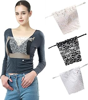 Sponsored Ad - 3/6Pcs Lady Clip-on Mock Camisole, lace Privacy Invisible Bra Modesty Panel Cleavage Cover Anti peep