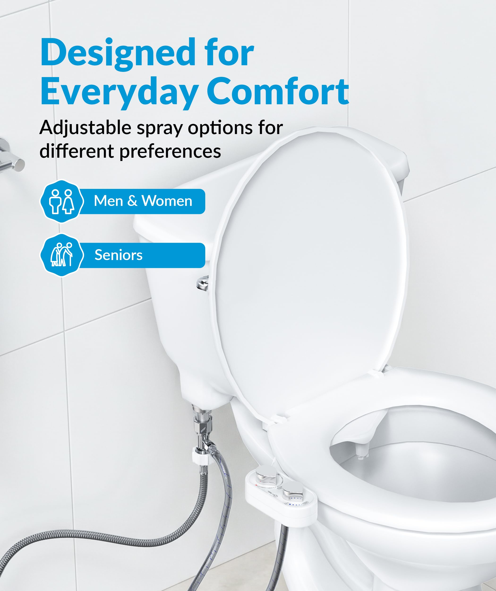 Clear Rear Bidet do toalety - samoczyszcząca deska sedesowa z podwójną dyszą z regulowanym ciśnieniem wody - łatwa instalacja - higieniczne akcesoria toaletowe - bidet FSA HSA