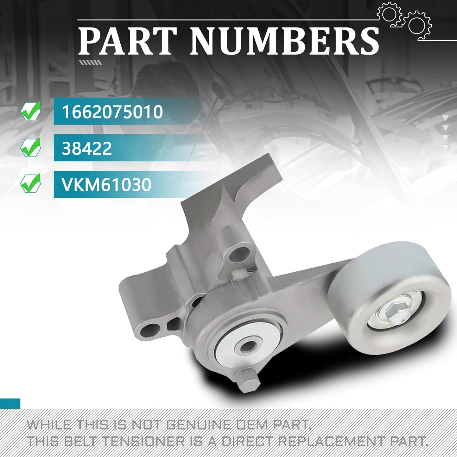 IRONTEK 1662075010 Belt Tensioner Pulley Assembly fit for Toyota 2005-2006 Tacoma #1662075030 16620-75010