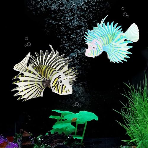 Miniatura 7 de HEEPDD Pez artificial brillante, pez león artificial brillante, peces falsos luminosos, peces de acuario, adorno de paisaje, decoración de animales