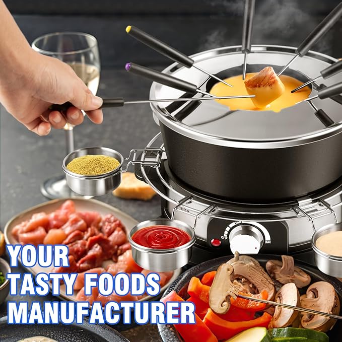 CUSIMAX Fondue Eléctrico 1300W 2L 8 Tenedores 6 Tazas Acero Inoxidable miniatura 6