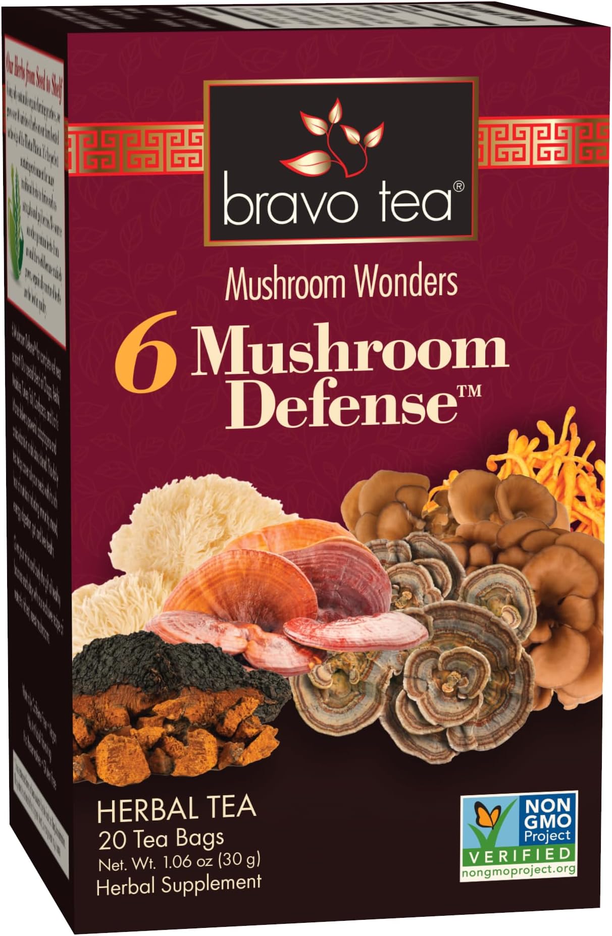 6 Mushroom Defense Herbal Tea, Caffeine Free 20 Tea Bags, 1 Count