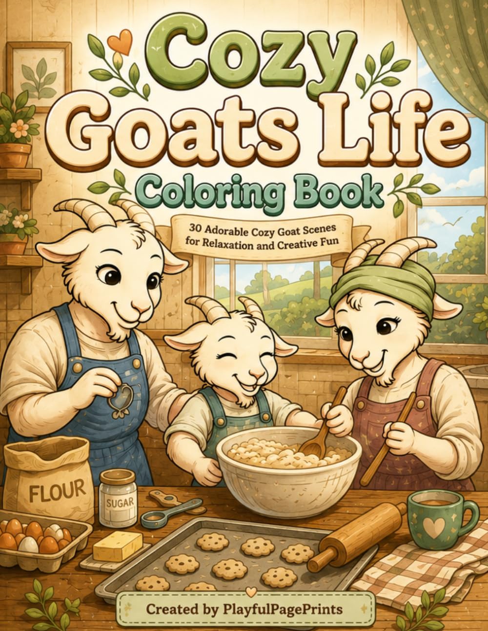 Cozy Goats Life Coloring Book: 30 Adorable Cozy Goat Scenes for Relaxation and Creative Fun