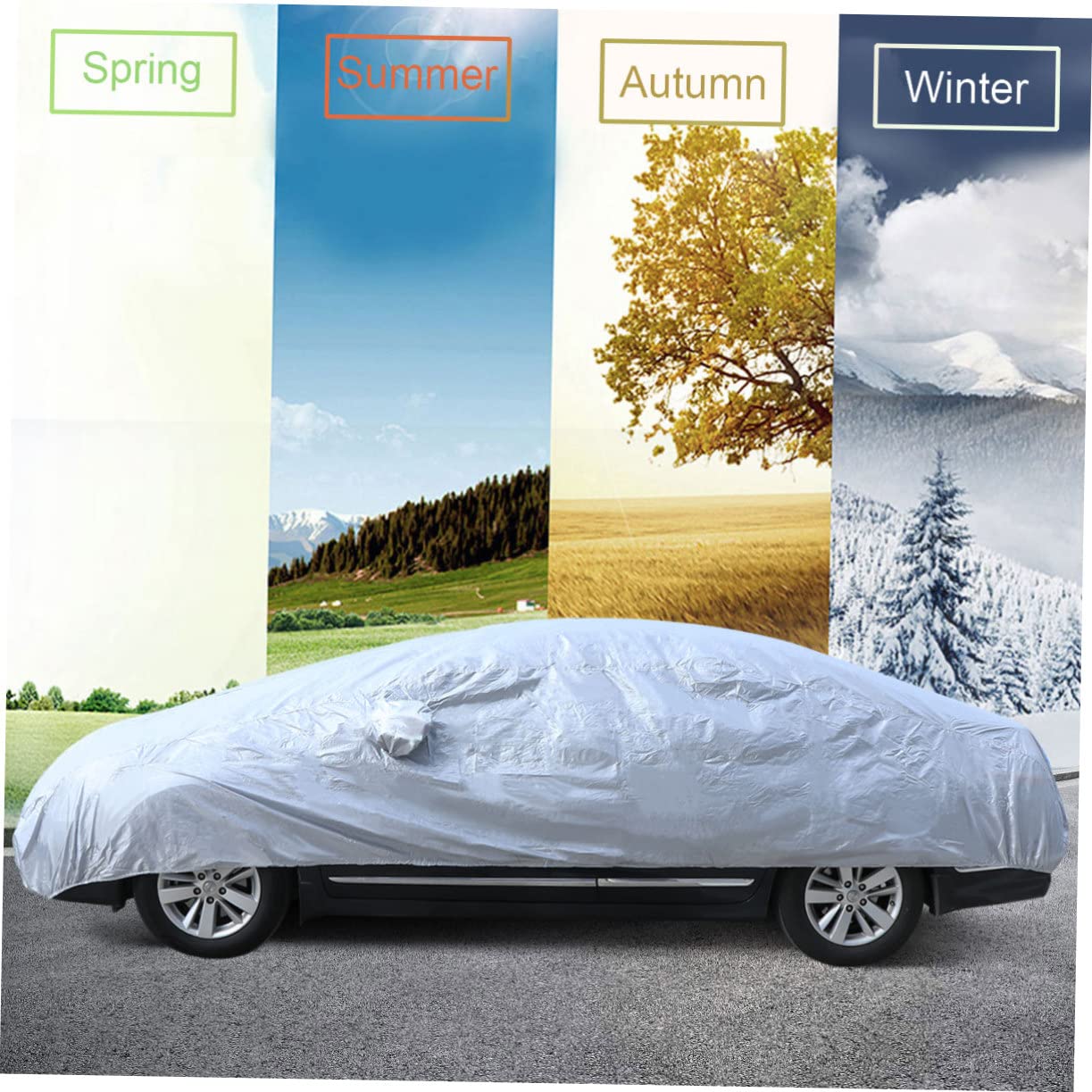 Anneome Silver Car Cover Uv and Rain All-Weather Outdoor Shield for Prevents Scratches and Keeps Interior Clean — view 2