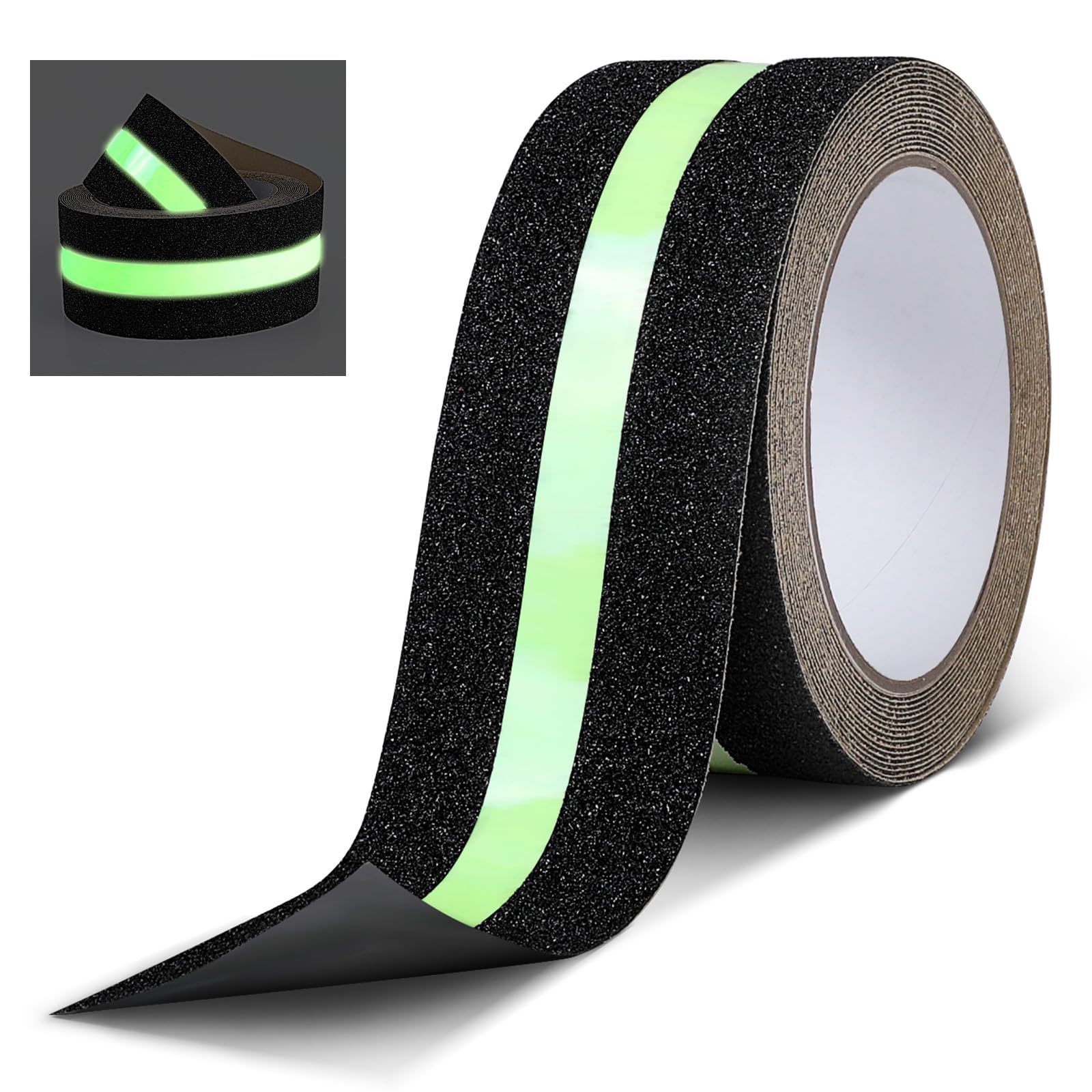 AiQInu Fluorescent Adhesive Tape, 5 m x 5 cm, Non-Slip Light Tape, Marking Tape, Glow in the Dark, for Stairs, Ladders and Slippery Floors, Indoor and Outdoor Use
