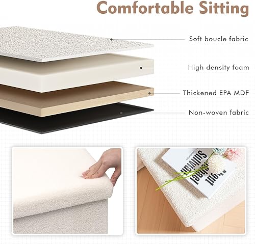 Miniatura 68 de B FSOBEIIALEO Cubo otomano de almacenamiento pequeño Sherpa otomano otomano, otomanas plegables y portátiles, piel de peluche sintética, color