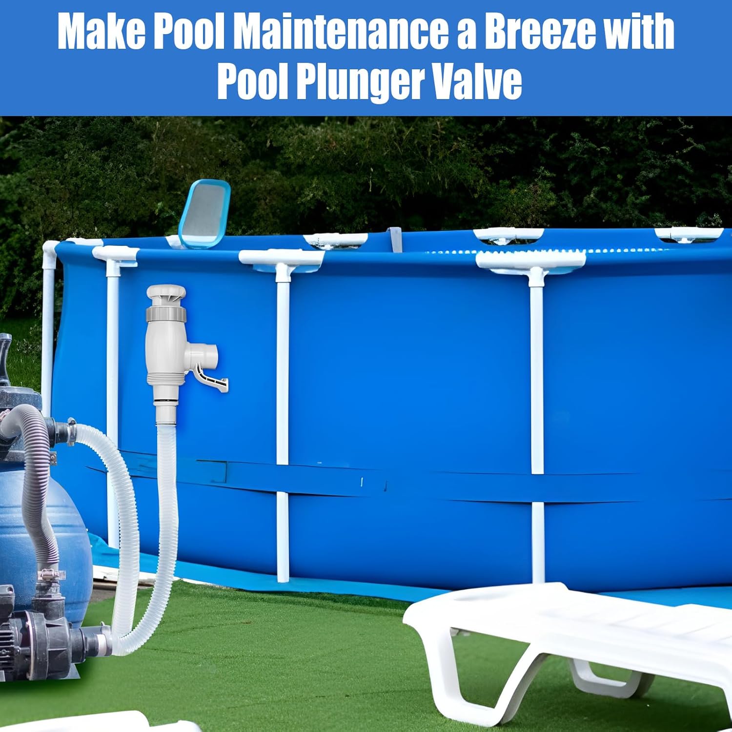 Swimming Pool Hose Plunger Valve, Plunger Valve for Above Ground Swimming Pool with Plunger Valve and Pool Pipe Holder, Pool Replacement Parts Accessories, Pool Pump Parts, 2Pcs