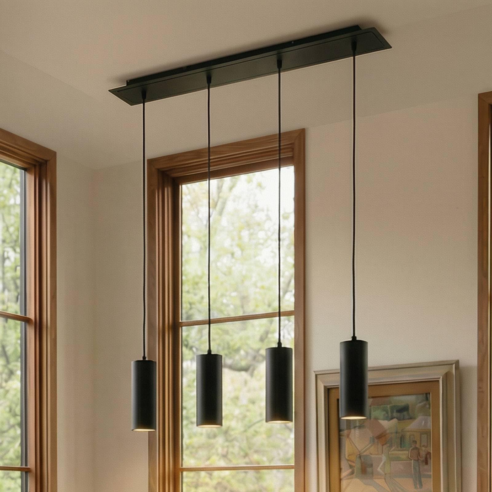 Lindby Esstisch Pendelleuchte, Hängeleuchte Metall schwarz Hängelampe 4x GU10 max. 35W ohne Leuchtmittel Esszimmer Küche Wohnzimmer