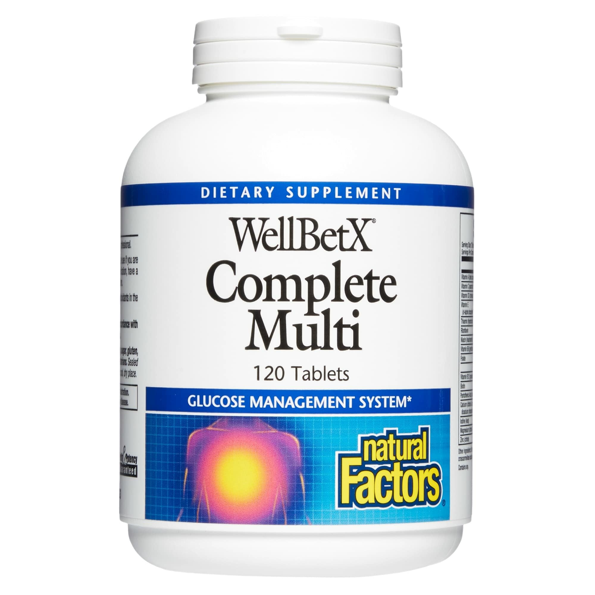 Natural Factors WellBetX Complete Diabetic Multivitamin and Mineral Formula 120 Tablets