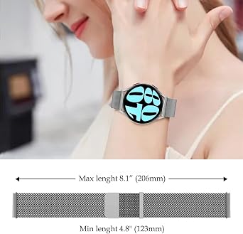 DEALELE バンド Samsung Galaxy Watch 7/6 / 5/4 40mm / 44mm / Huawei Watch GT5 Pro 42mm / GT5 / GT4 41mm / Garmin Venu 3S 18mm 20mm ステンレススチール ミラネーゼメッシュストラップ レディース メンズ