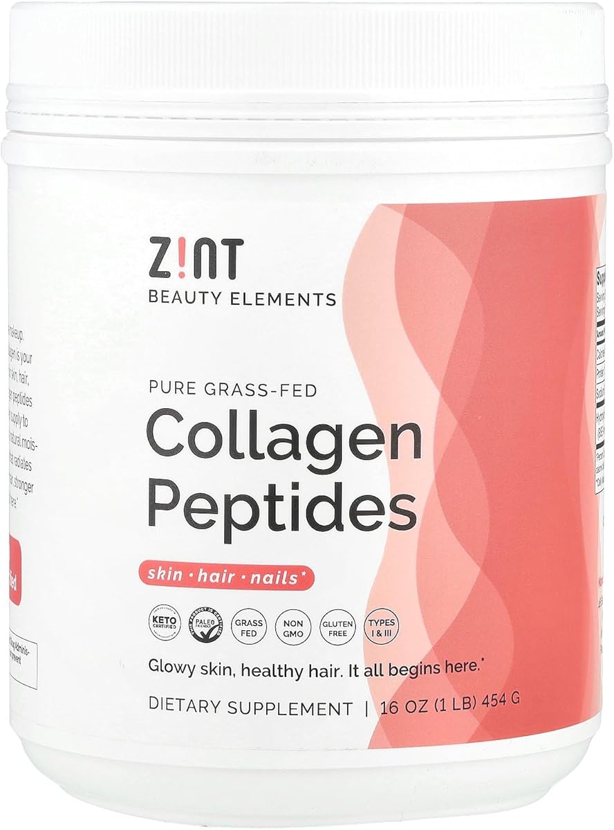 Zint Collagen Peptides Powder (16 Ounce): Anti Aging Hydrolyzed Collagen Protein Powder Beauty Supplement - Skin, Hair, Nails
