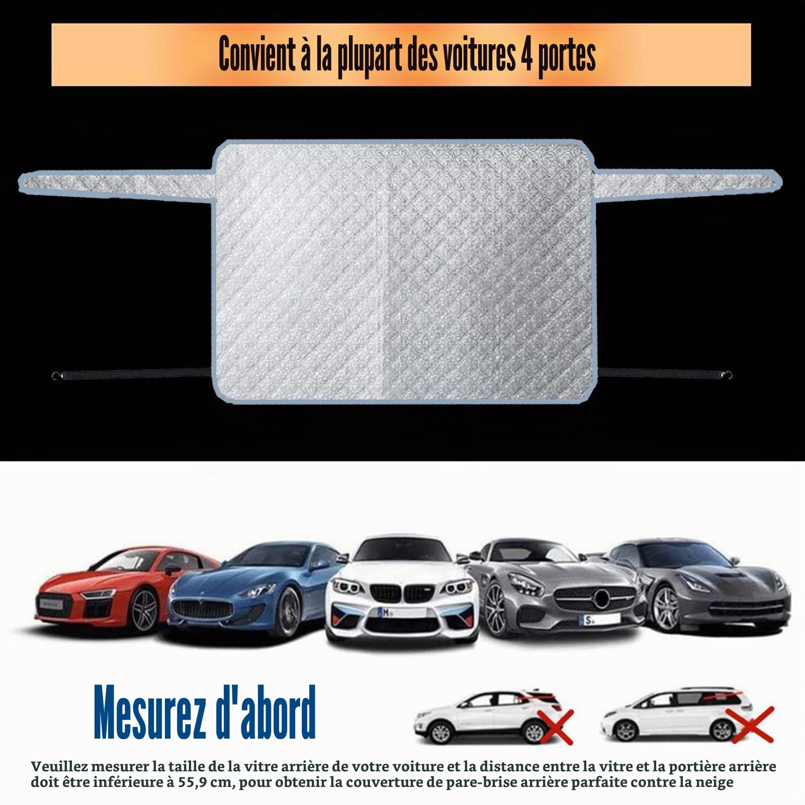 Couverture Pare Brise Voiture - Protection Pare Brise Hiver | Housse Antigel pour Vitre Arrière | Magnétiques Bâche Pare Brise | Bache Voiture Exterieur, Anti Neige, Poussière, Feuilles Et Soleil UV
