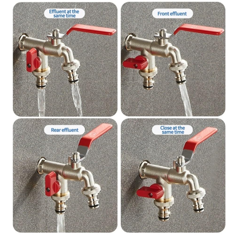 Conector de tubería de Agua de 1/2 '' Adaptador de Agua de 2 1 vías Manguera de jardín Grifo de riego Válvula de Repuesto Grifo de Ajuste, F