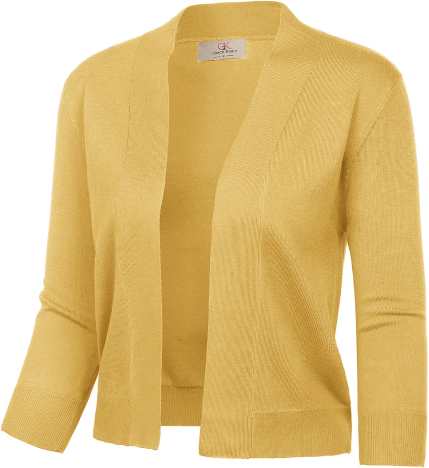 GRACE KARIN Women's 3/4 Sleeve Cropped Cardigan Knit Sweaters Lightweight Open Front Shrug Bolero S-3XL