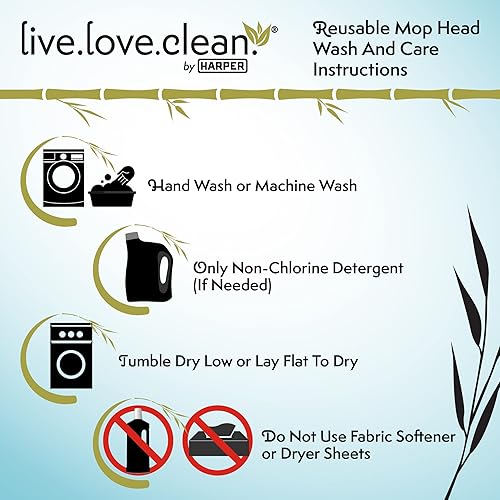 Miniatura 5 de Harper Live.Love.Clean. Almohadilla lavable 2 en 1 para mopa de polvo de bambú húmedoseco con accesorio envolvente para limpiar polvo, pelo de