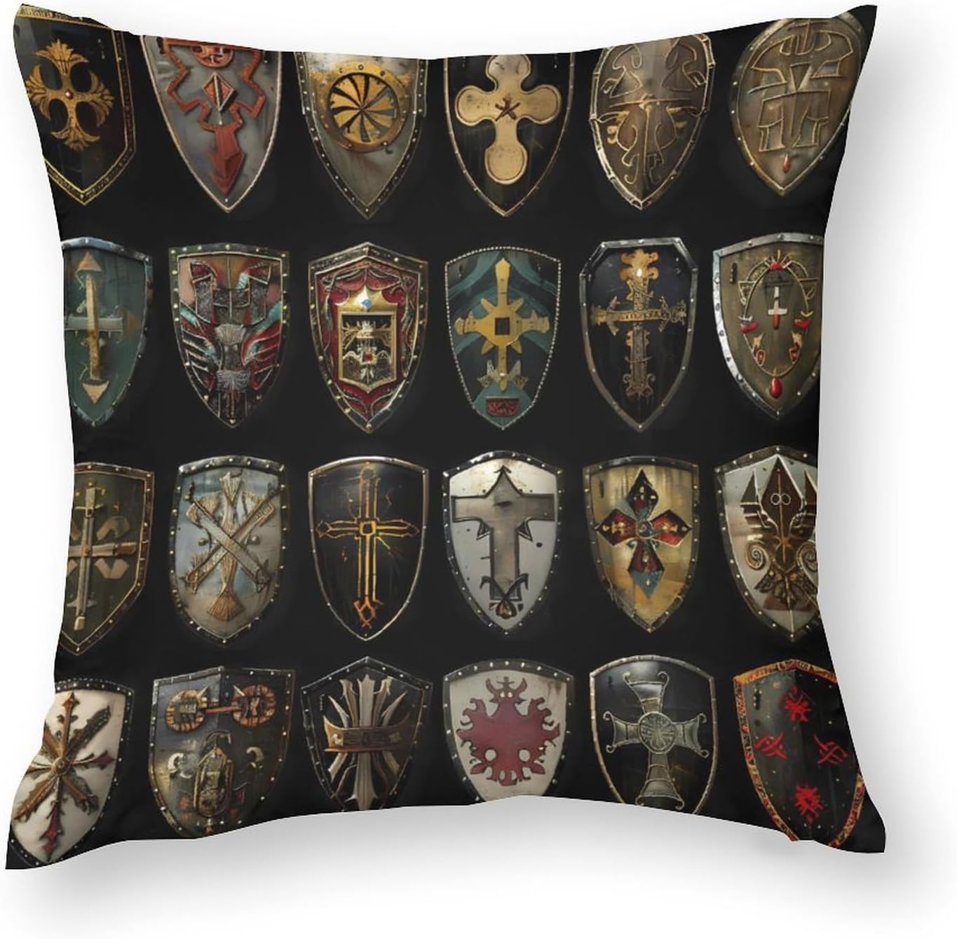 Knight Shield Printed Throw Pillow Case 4 Pcs Soft Pillowcases Pillows Covers Sofa Bed Decor 12/14/16/17/18/20/22/24/32 Inches