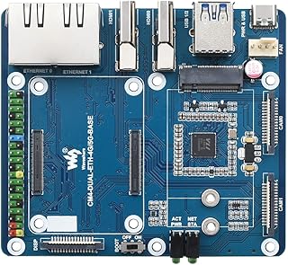 Waveshare Dual Gigabit Ethernet 5G/4G Base Board Designed for Raspberry Pi Compute Module 4 Compatible With Communication Modules With M.2 B KEY Interface