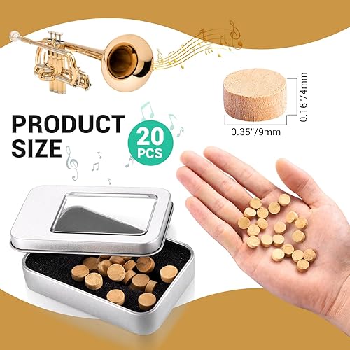 Miniatura 2 de Facmogu 20 piezas de trompeta de saliva de corcho, 9 0.157 in de trombón de agua con caja de almacenamiento, reemplazo de corcho de trompeta de Bach