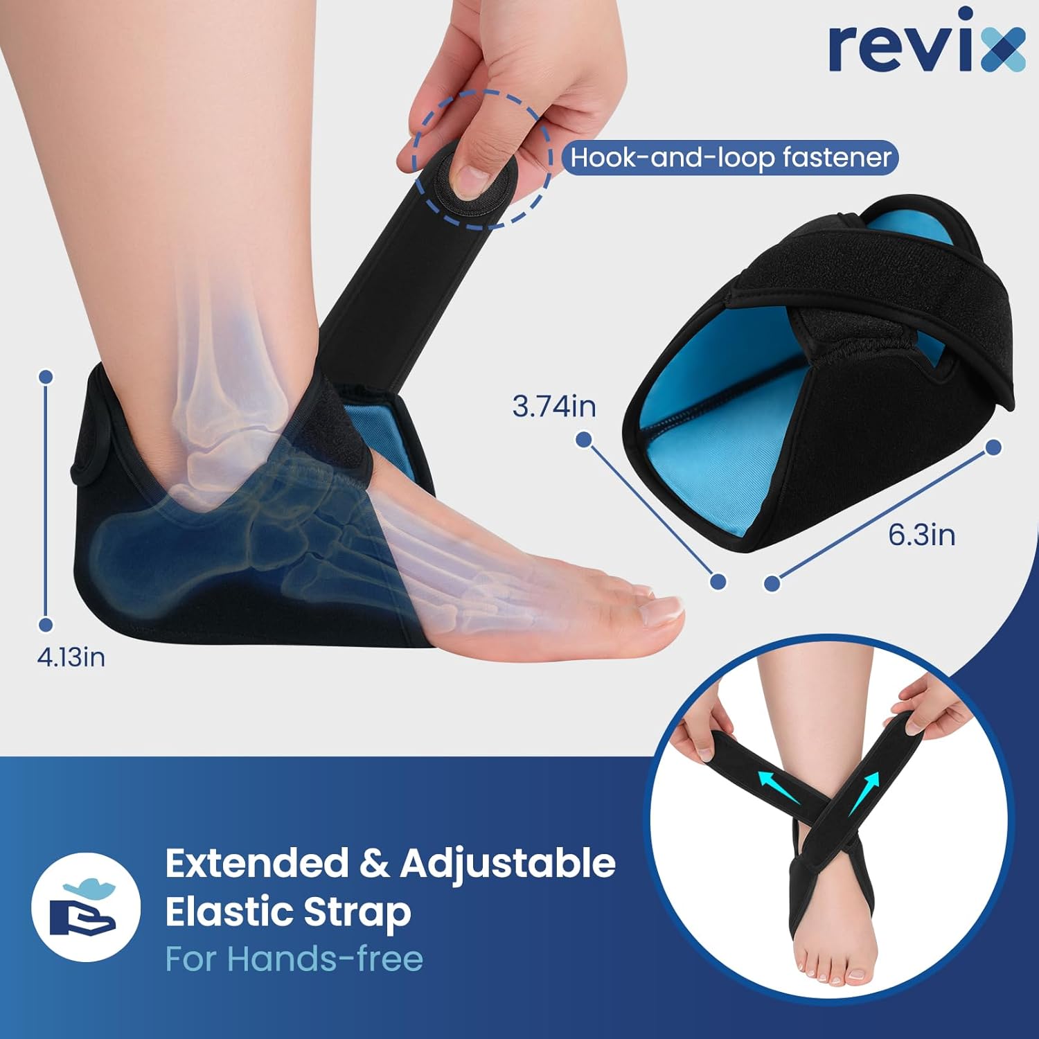 REVIX Heel Ice Pack Wrap with 45-Min Long Lasting Cold Therapy, 2 Packs Lightweight Gel Ice Pack for Heel Relaxation, Reusable Ice Wrap for Achilles Tendon & Foot Discomfort