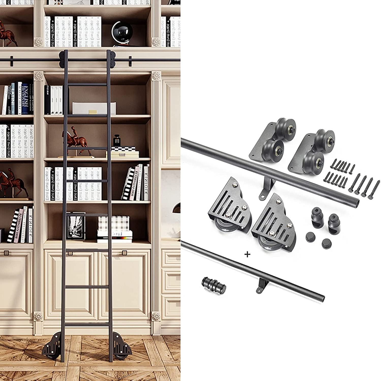 Kit de herrajes para escaleras enrollables con deslizamiento suave y riel de acero MObyat