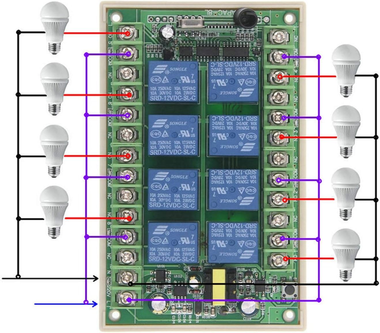 AC 220V 230V 8 Kanäle RF Drahtlose Fernbedienung Schalter LED Schalter System Empfänger Sender Relaismodul, Lampen motor-Fernbedienung Messehallen Garagentor Kran Regler