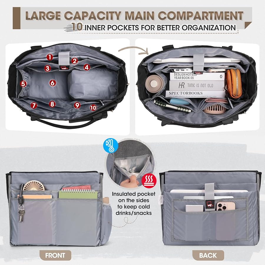 Amazon.com: RAINSMORE Teacher Tote Bag with Insulated Lunch