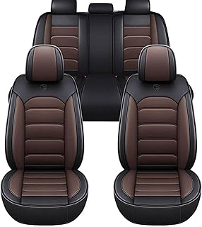 FIENZA Imperméable Cuir PU Housse Siege Voiture Universel pour Kia NIRO SUV, 5 Pièces Housses Siège Avant Arrière Coussin Couvre Respirant Protections Accessoire Interieur(Brown)
