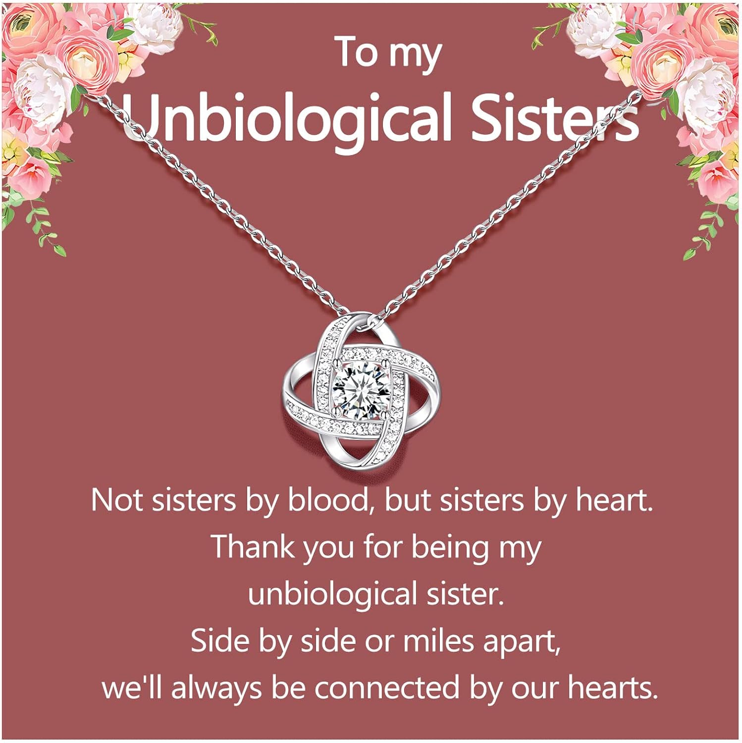 UNGENT THEM Silver Interlocking Heart Necklace for Sister Best Friend Women Teen Girls Birthday Christmas Gifts