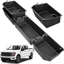 Underseat Storage Compatible with Ford F1502015-2025& F-250/350/450/550 Super Duty2017-2025 SuperCrew/Crew Cab, Upgraded Rear Under Seat Organizer Cargo Box for F-150