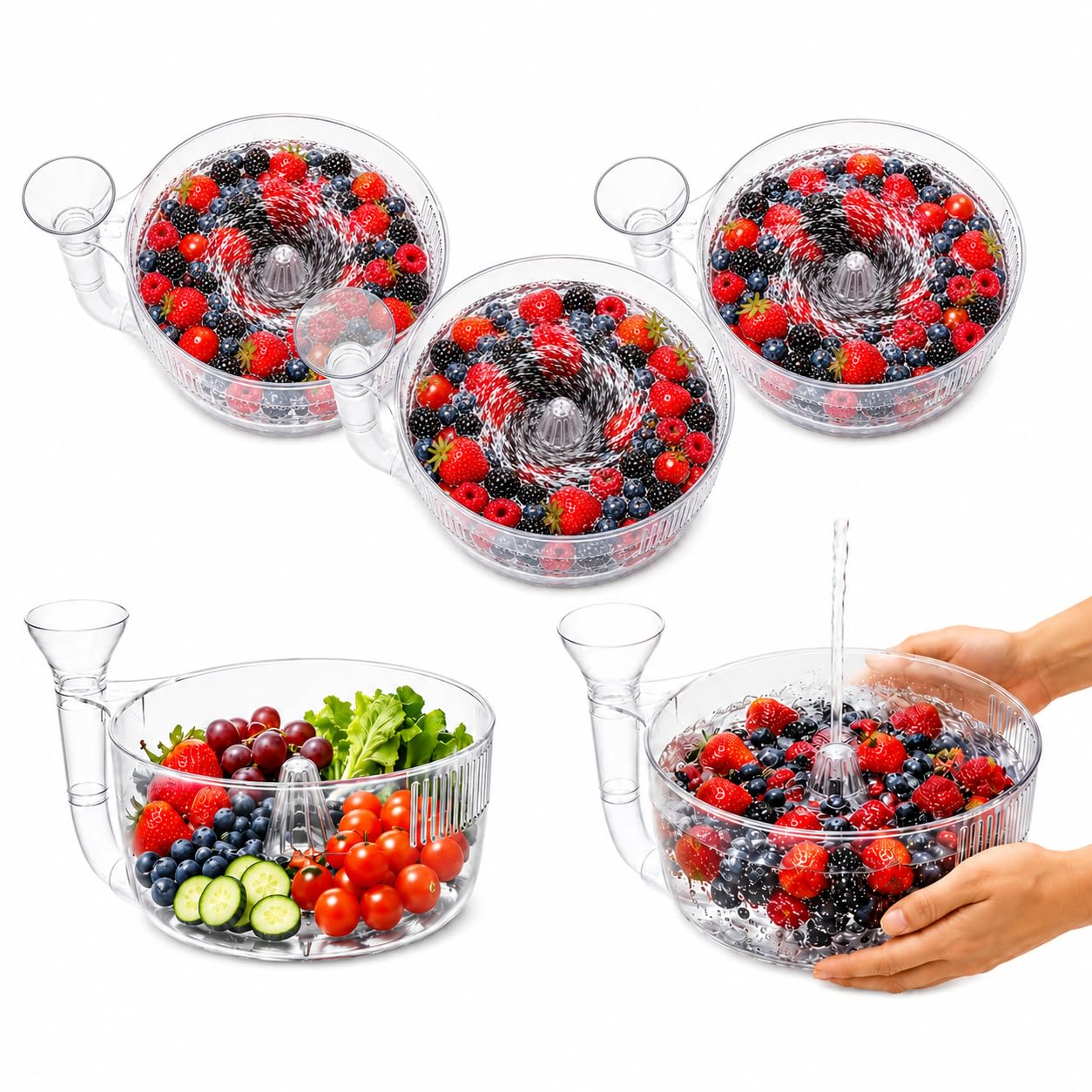 Filtre auto-rotatif pour fruits et légumes éliminant la corvée du rinçage manuel