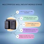 Phone Holder Wall Mount 2-Pack - Adhesive Cell Phone Charging Station, No Drill Installation for iPhone, Samsung, Bathroom, Kitchen, Bedroom