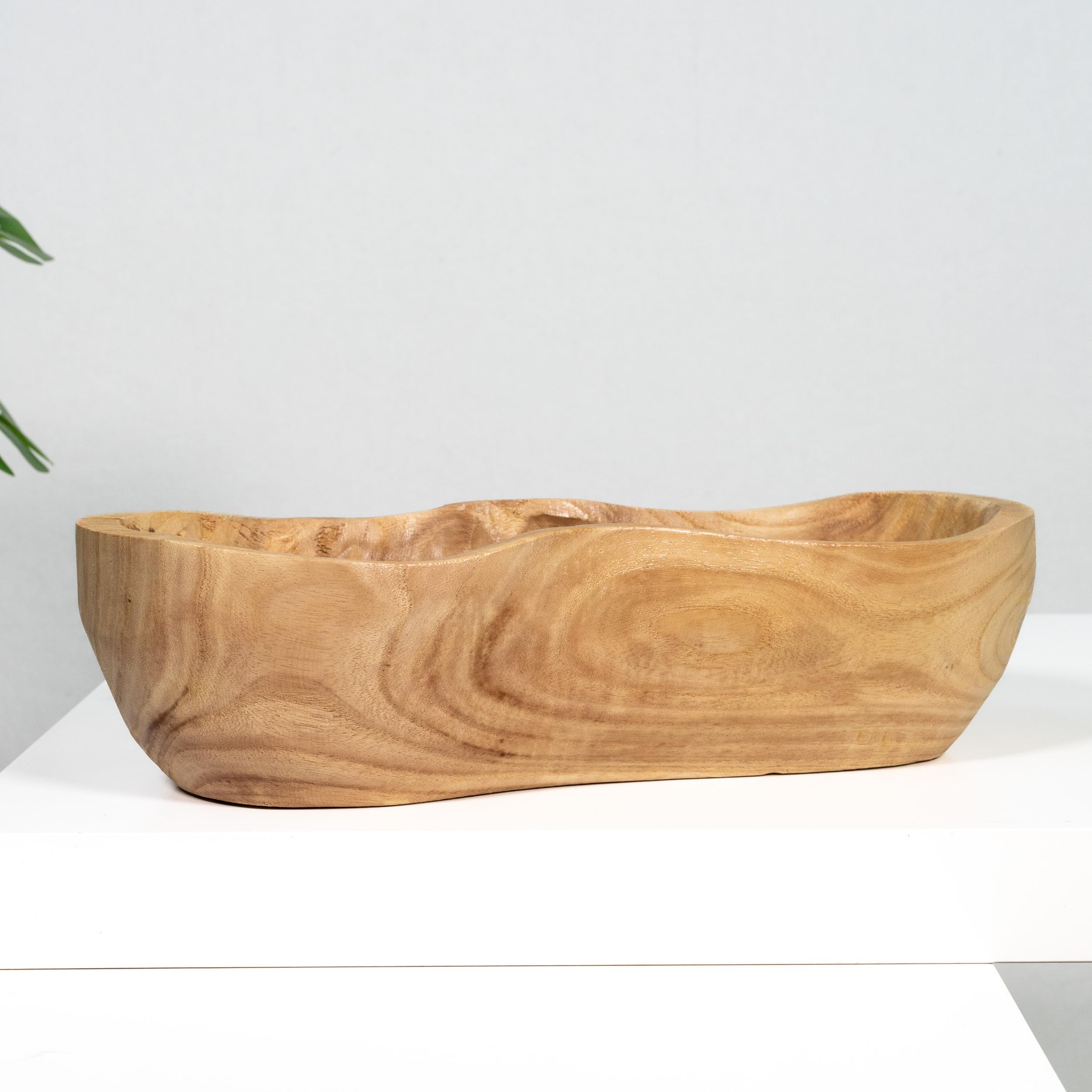 DARO DEKO Holz Schale länglich 31 x 10 cm – Deko Schale aus massivem Naturholz – Obstschale Tischdeko Pflanz-Schale Garten