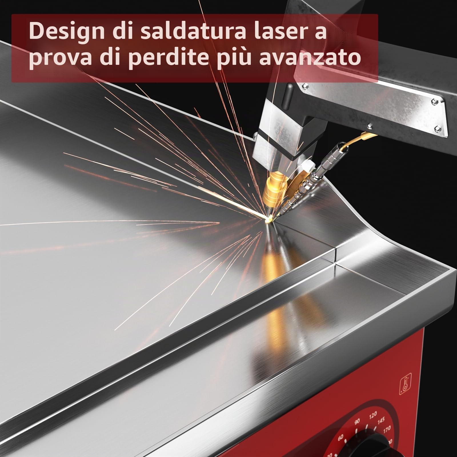 CROSSON Piastra Elettrica Commerciale 2000W,Plancha Elettrica Inox 36 x 40 cm, Temperatura Regolabile 60-300°C con Spatola per Ristoranti Luoghi Pubblici e Barbecue