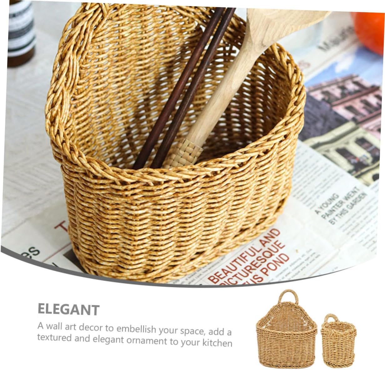 Cabilock 4pcs Woven Wall for Kitchen Storage Hanging Basket for Garlic Onions and Fruits Rustic Decor for Home Organization and Easy Access