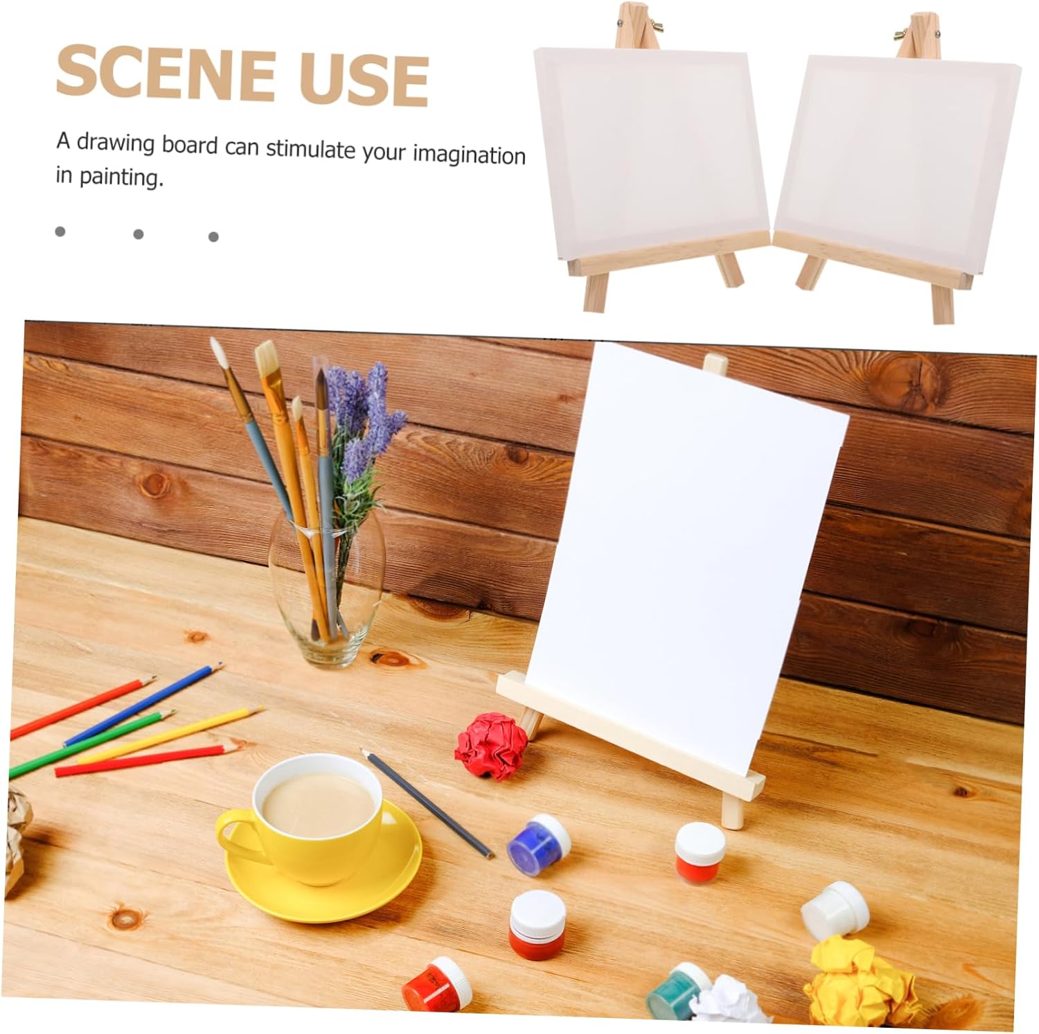 Operitacx 4sets Mini Painting Easel Stretched Canvas Boards Stand for DIY Art Frames