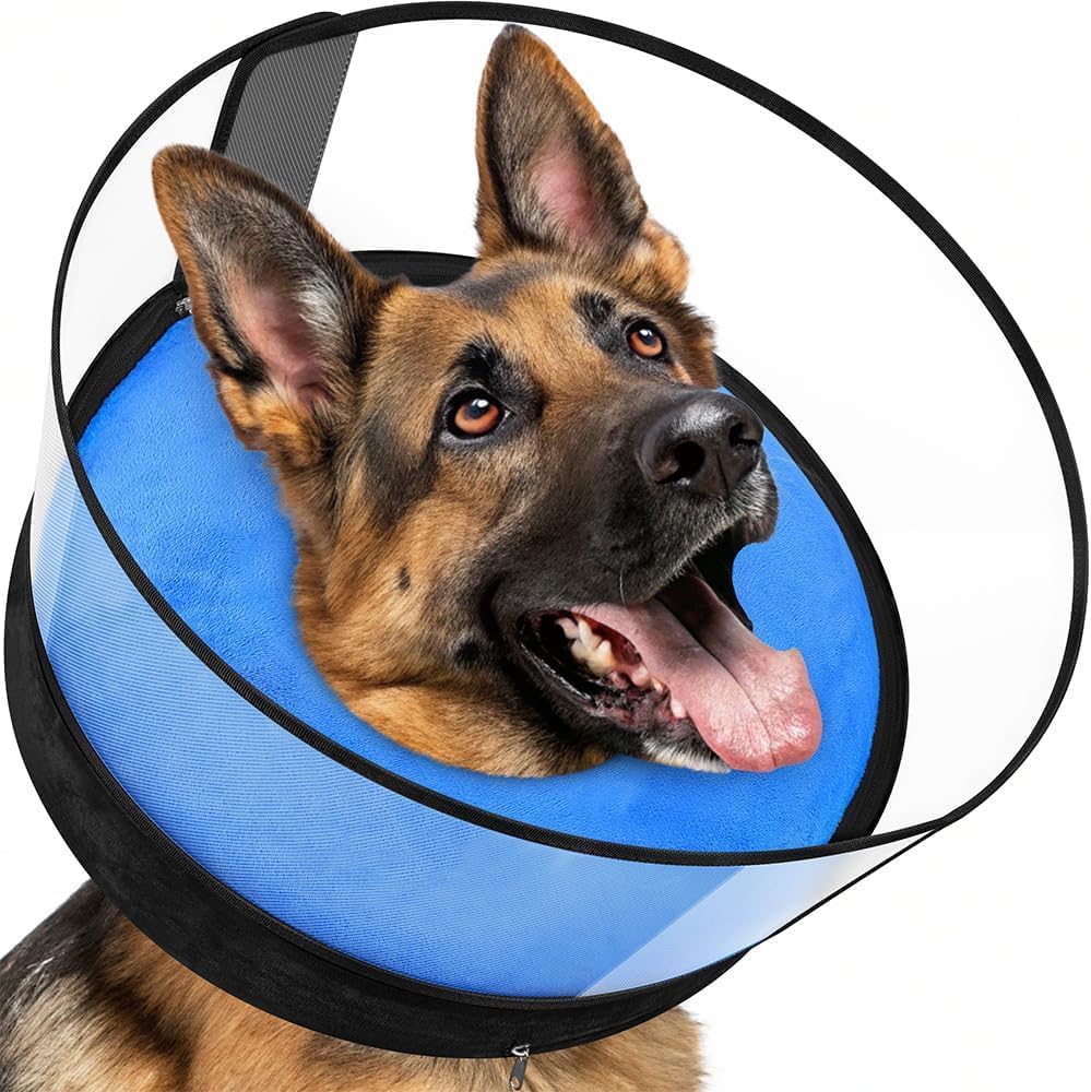 2 Pcs L-Long Inflatable Cone Bundle for Large Dogs, Dog Cone Alternative After Surgery to Stop Licking