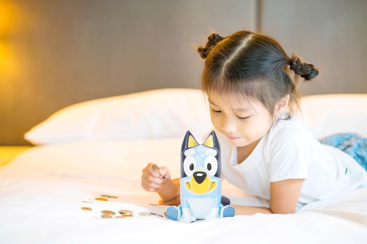 Jay Franco Bluey Ceramic Piggy Bank - Kids Room Décor & Coin Bank - Children's Learning Resource