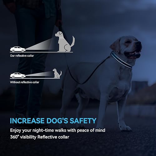 Miniatura 4 de Collar de perro reflectante personalizado, bordado personalizado con nombre y número de teléfono, collar de identificación de nailon ajustable para