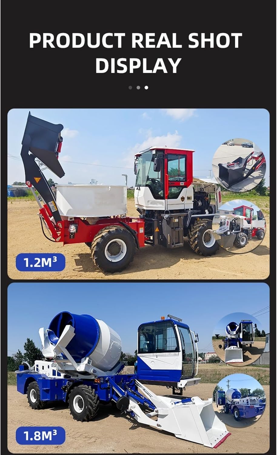 Fully Automatic Self-Loading Concrete Mixer Truck for Construction Sites, Integrated Loading, Mixing and High-Elevation Discharge Machine