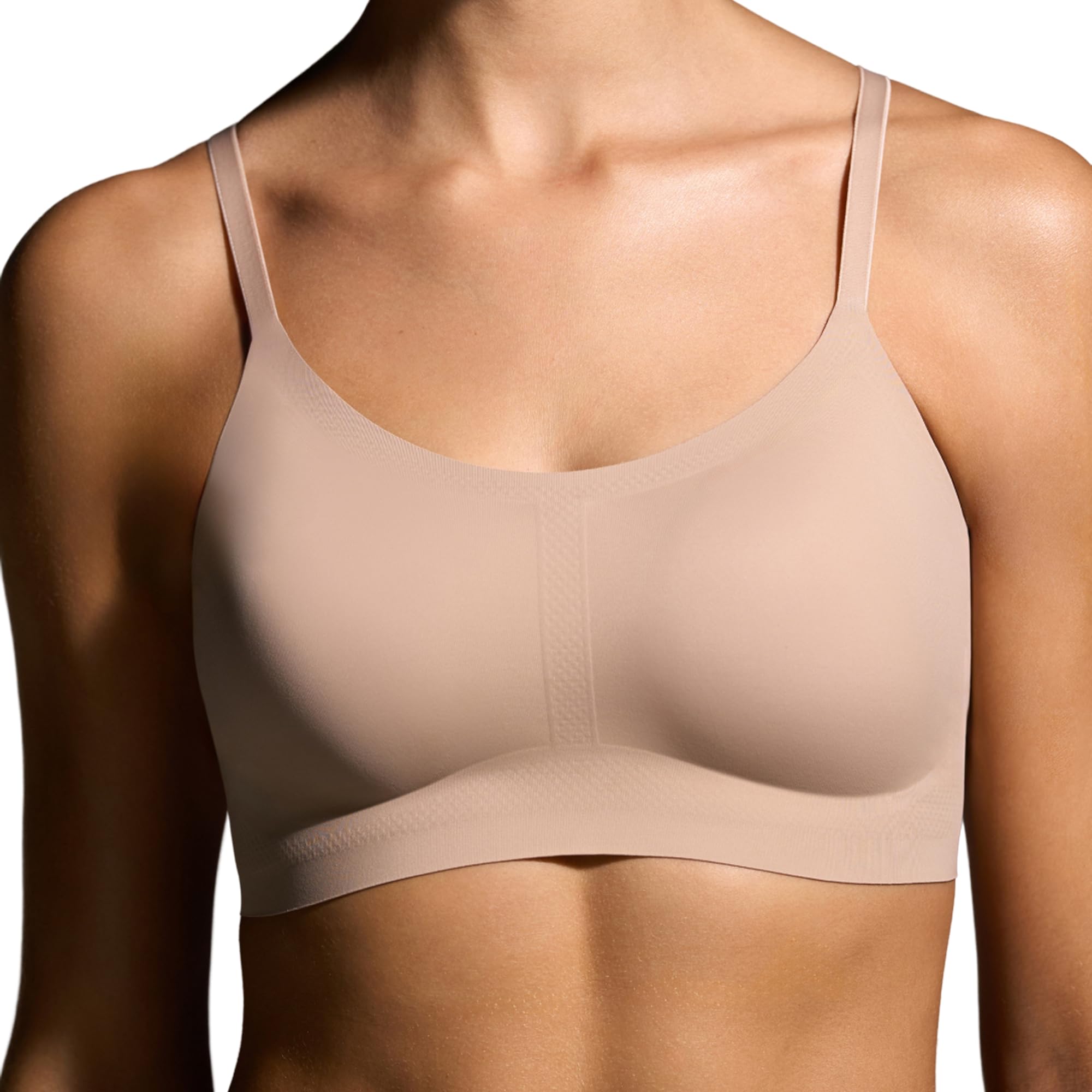 EBY Seamless Bralette with Adjustable Straps: Black/Nude Bralettes for Women, Wireless Bra for Women, Bralette Seamless Bra, Nude, XL
